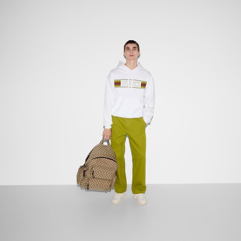 Sweat-shirt à capuche en coton brodé