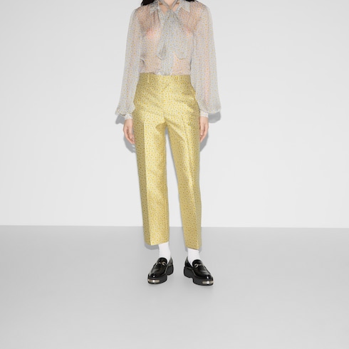 2024激安通販 blend Silk floral Ready-to-wear Yellow in pants jacquard パンツ