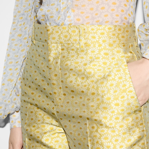 Silk blend floral jacquard pants in Yellow Ready-to-wear