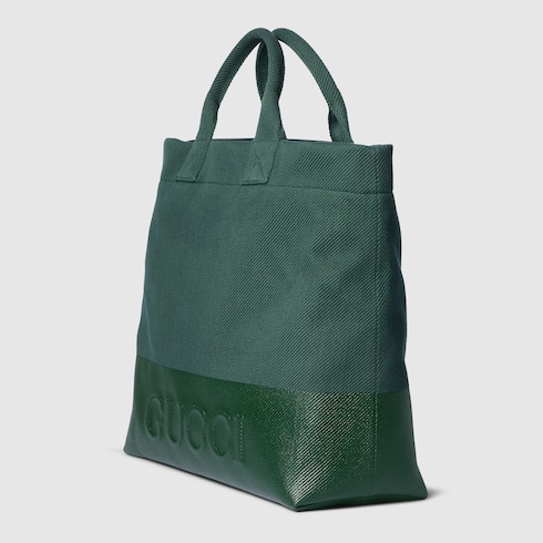 Large embossed canvas tote bag