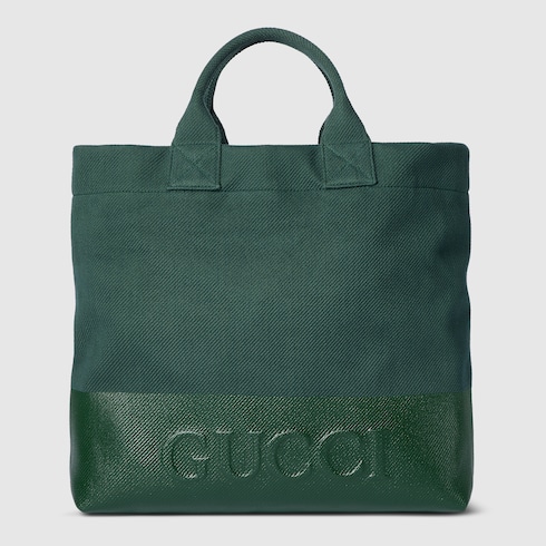 Canvas tote bag with embossed detail