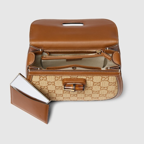 Gucci Bamboo 1947系列小号竹节手提包