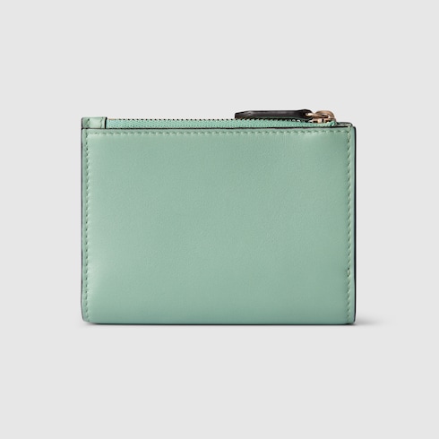 GG Emblem medium zip wallet in sage green leather | GUCCI® UK