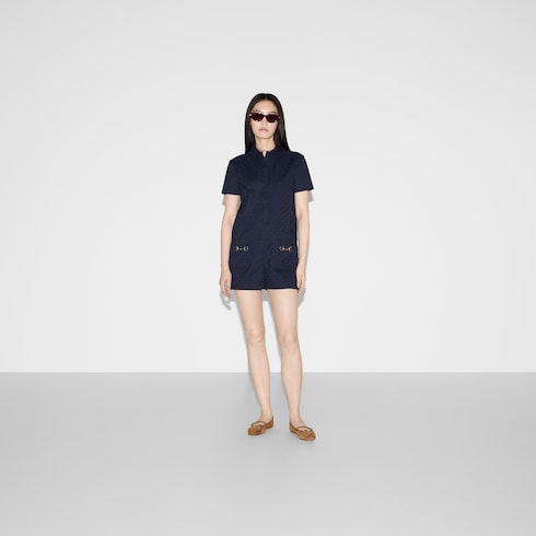 GG canvas jumpsuit with Horsebit