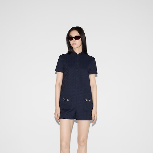 GG canvas jumpsuit with Horsebit