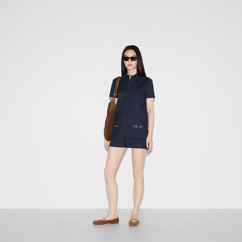 GG canvas jumpsuit with Horsebit