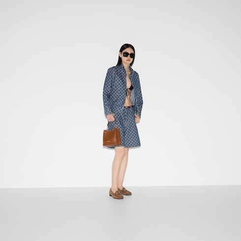 Shorts a vita bassa in denim GG jacquard