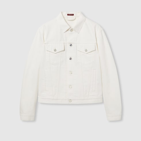 Giacca in denim con dettaglio Gucci cimosa
