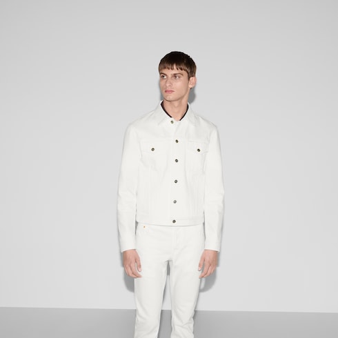Veste en denim avec lisière Gucci