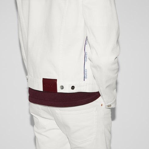 Giacca in denim con dettaglio Gucci cimosa