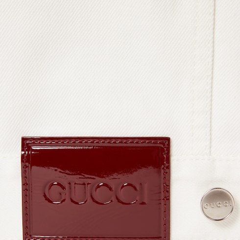 Giacca in denim con dettaglio Gucci cimosa