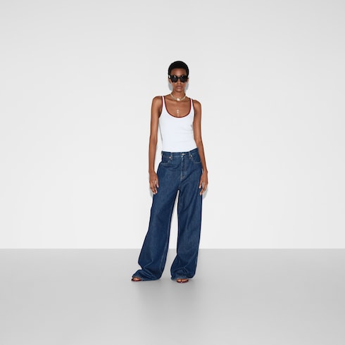 Wide leg denim pants