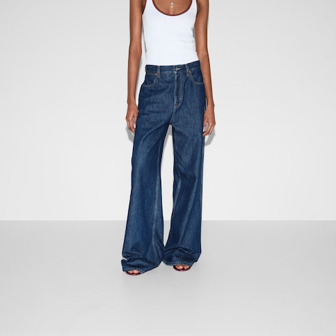 Wide leg denim pants