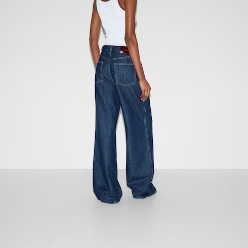 Wide leg denim pants