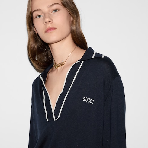 饰Gucci嵌花棉质Polo衫