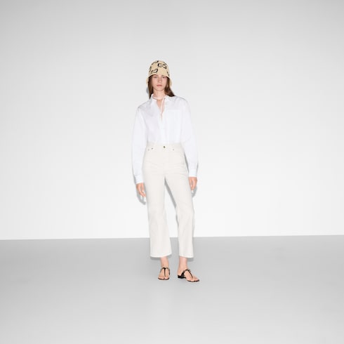 Cropped flared denim pants