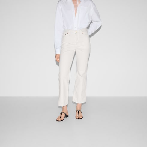 Cropped flared denim pants