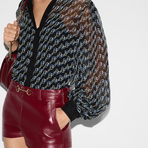 Bluse aus Seiden-Crêpe mit Print