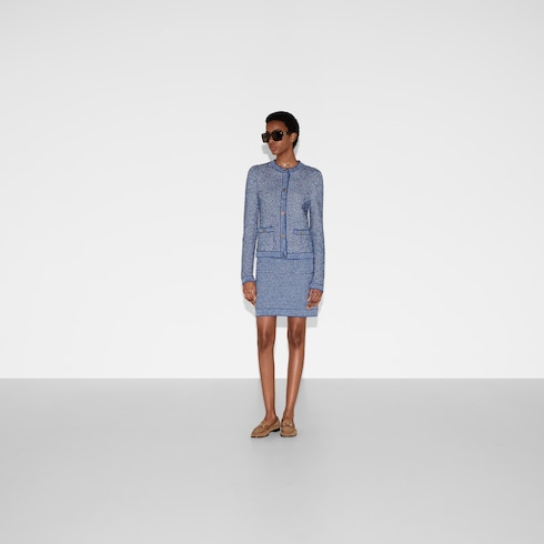 Fine cotton crewneck cardigan