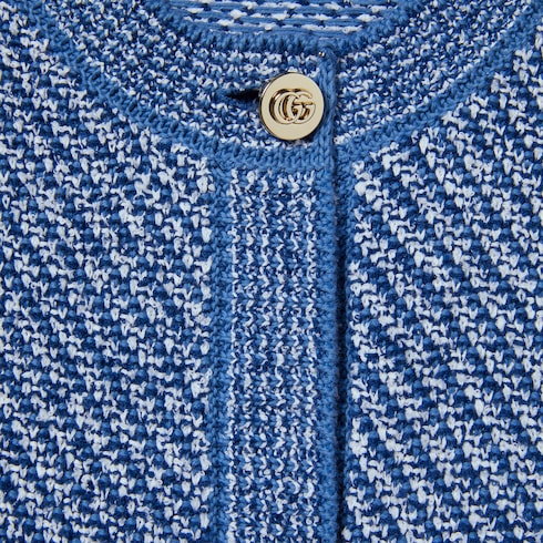 Fine cotton crewneck cardigan
