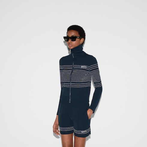 Veste polo en tissu avec intarsia