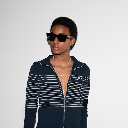 Veste polo en tissu avec intarsia
