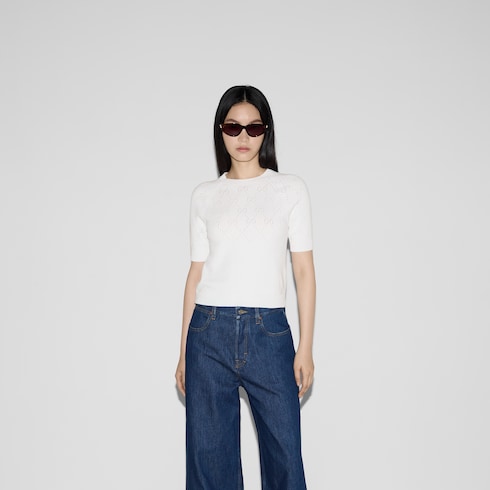 Top girocollo in cotone GG