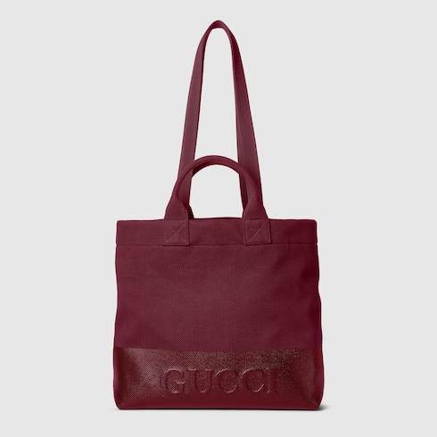 Large embossed canvas tote bag