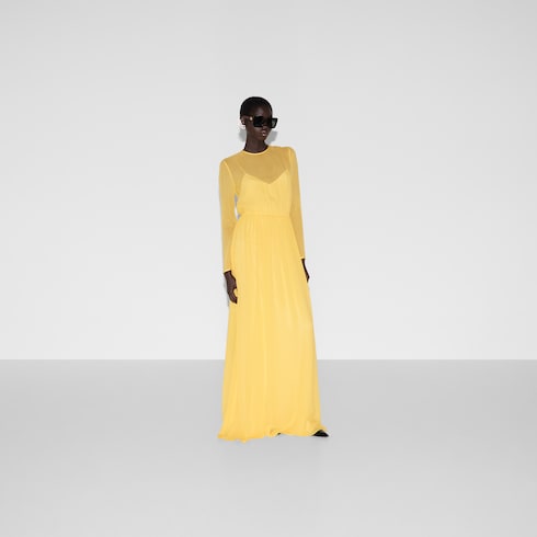 Robe longue en georgette de soie