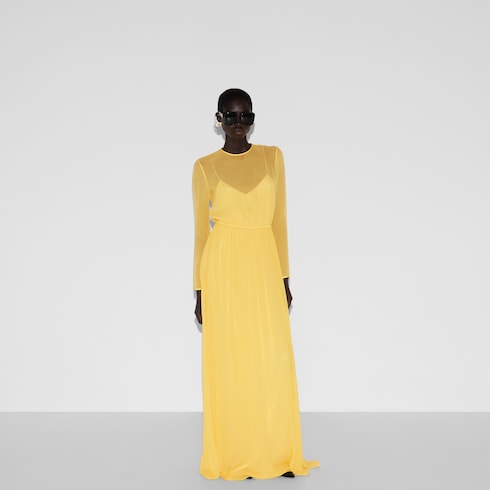 Robe longue en georgette de soie