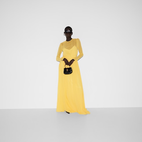 Robe longue en georgette de soie