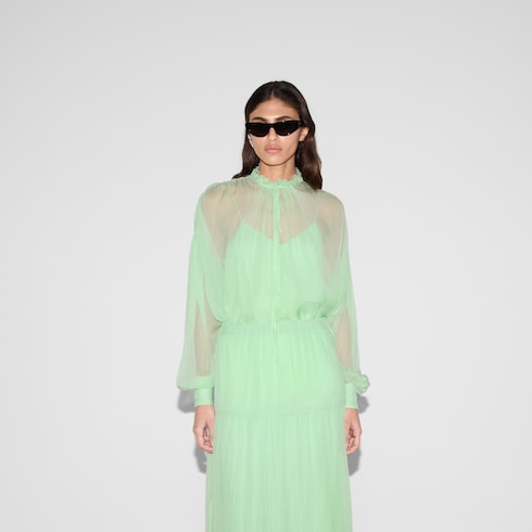 Blusa in chiffon creponne di seta