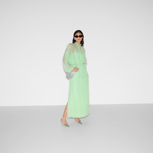 Blusa in chiffon creponne di seta