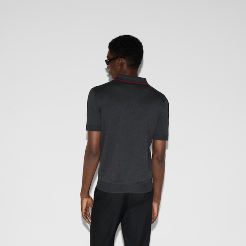 Poloshirt aus Seide und Baumwolle mit Web