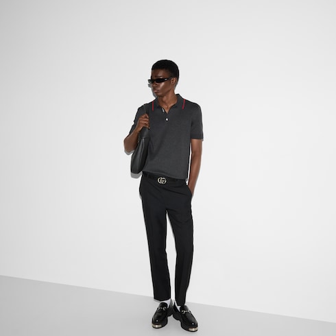 Poloshirt aus Seide und Baumwolle mit Web