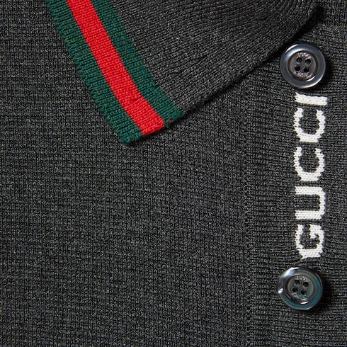 Polo in seta e cotone con dettaglio Web