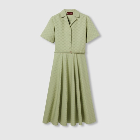 Abito midi in gabardina di cotone GG