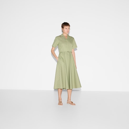 Abito midi in gabardina di cotone GG