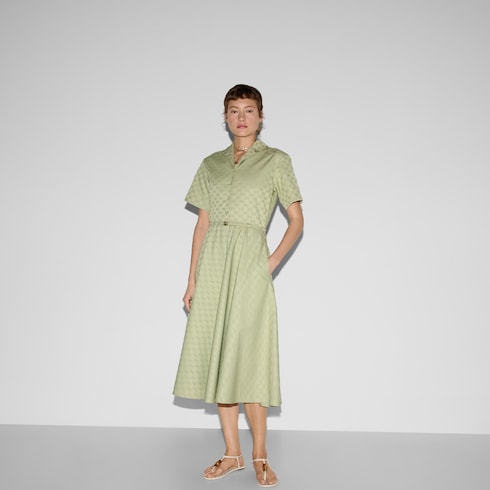 Abito midi in gabardina di cotone GG