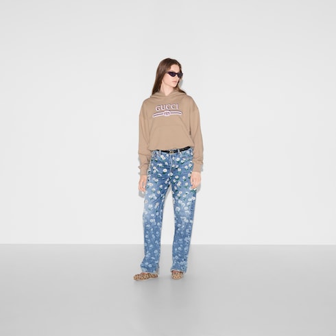 Cotton hooded sweatshirt with print