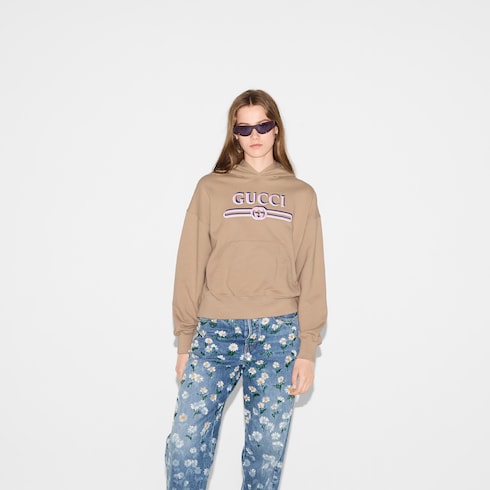 GUCCI プリント コットン フーデッド スウェットシャツ