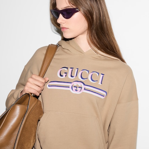 Cotton hooded sweatshirt with print