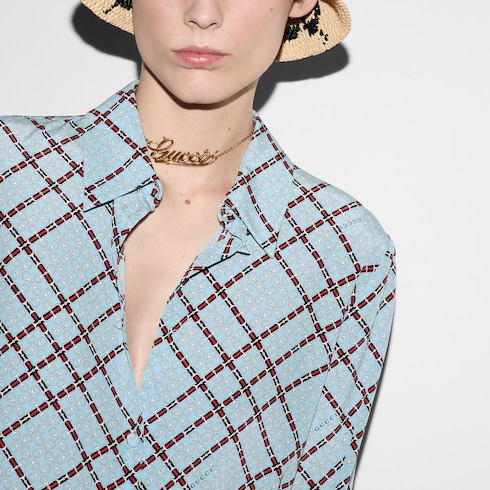 Bluse aus Crêpe de Chine mit Print