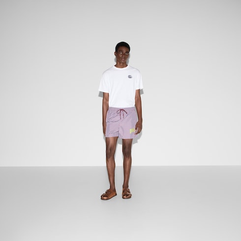 Printed poplin tech swim shorts