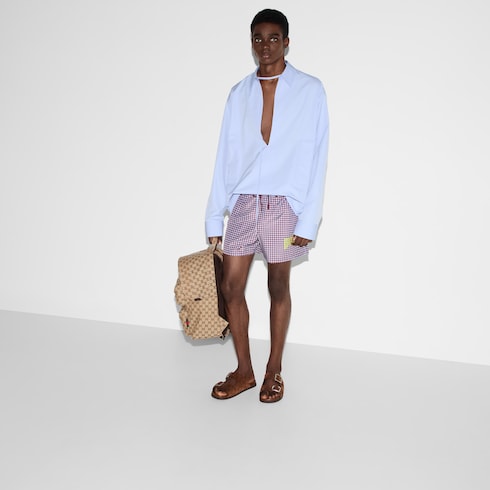 Badeshorts aus technischem Popeline mit Print