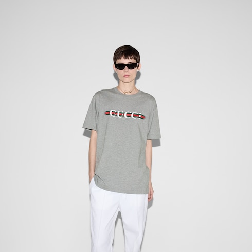 T-shirt in jersey di cotone stampato