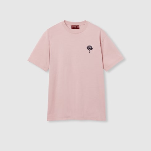 T-shirt in jersey di cotone con ricamo