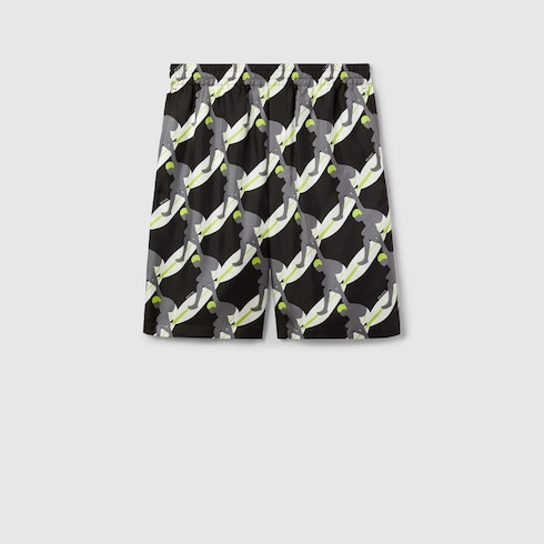 Printed silk twill shorts Detail 2