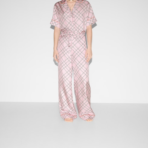 Pantalon en twill de soie imprimé