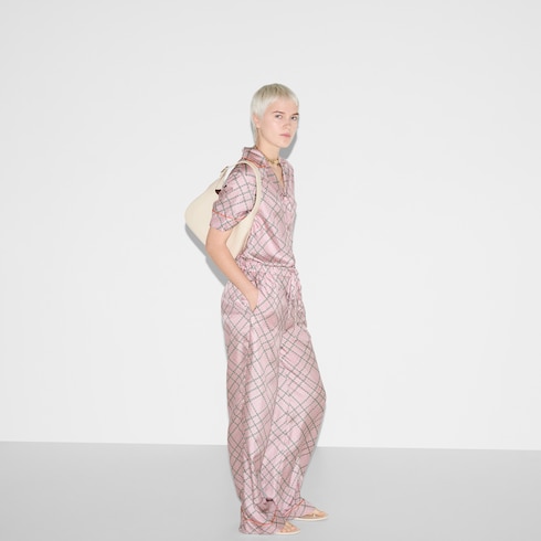 Pantaloni in twill di seta stampato
